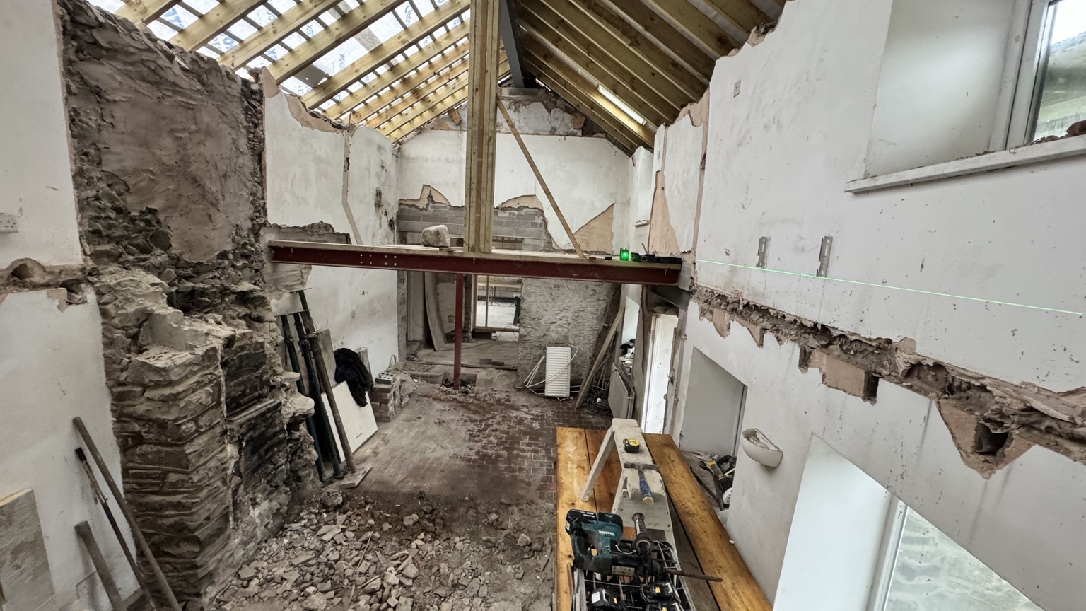 Cottage interior during the full strip out