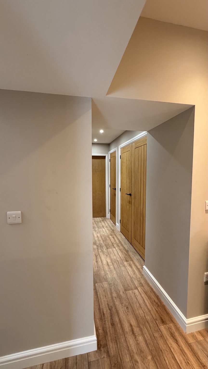 Finished hallway within the renovated cottage