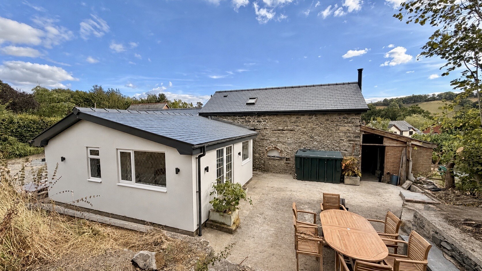 Completed cottage extension and renovation viewed from the rear