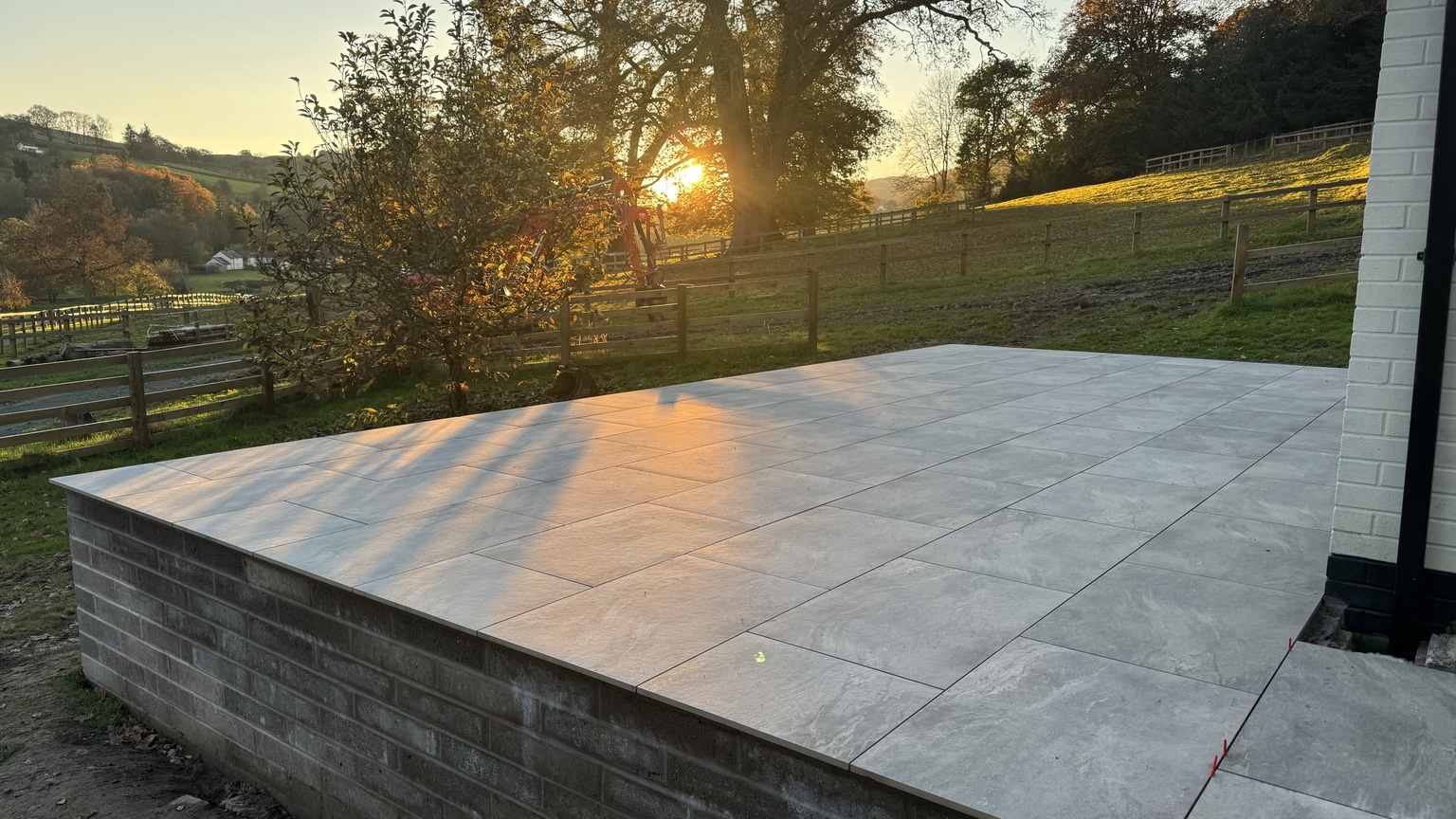 Completed porcelain patio in Llanfyllin