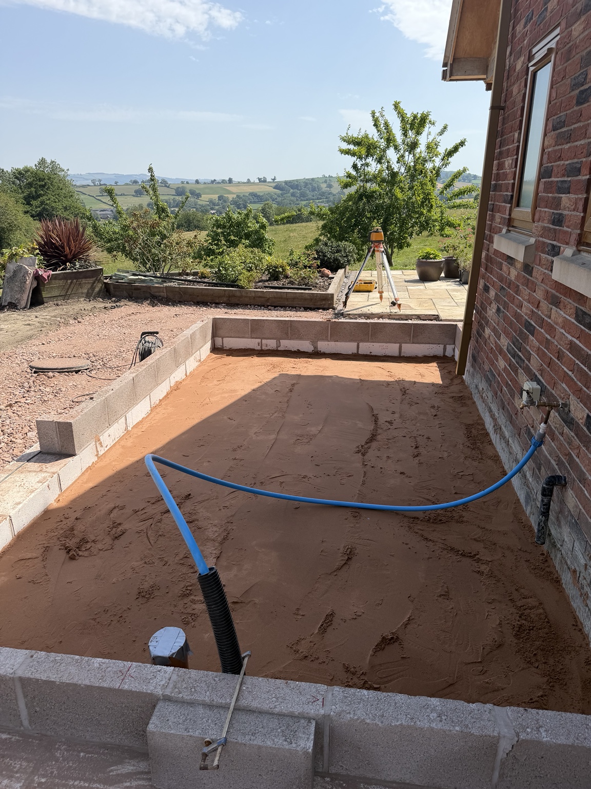 Prepared floor area within the extension walls